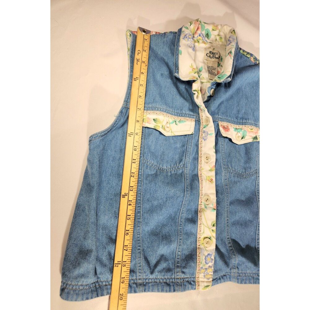 Koret City Blues Vintage Floral Denim Vest XL 80's 90's Cottagecore Feminine - Picture 8 of 9